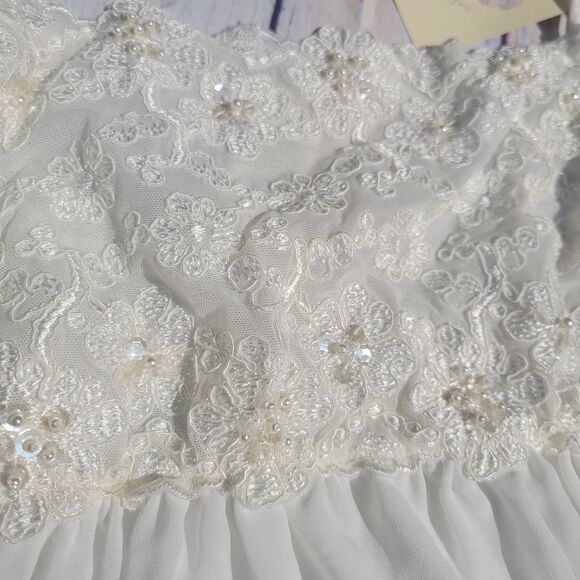 In Bloom by Jonquil Women's Ivory Lace Spaghetti Sleep Mini Dress Size Small - Picture 13 of 13